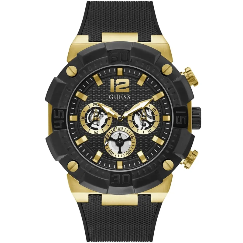 gw0264g3 guess watch men black dial rubber strap quartz battery analog navigator