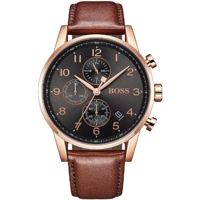 1513496 hugo boss watch men brown leather navigator