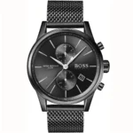 1513769-hugo-boss-watch-water-resistant-5atm-men-black-dial-metal-stainless-strap-quartz-battery-analog-chronograph-jet