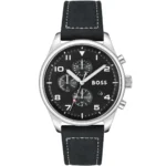 1513987-hugo-boss-watch-men-black-dial-leather-strap-quartz-battery-analog-chronograph-view