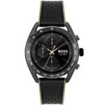 1514022-hugo-boss-watch-chronograph-10bar-330ft-men-black-dial-rubber-brown-strap-quartz-battery-analog-centre-court