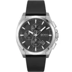 1513881-hugo-boss-watch-men-black-dial-leather-strap-quartz-battery-analog-chronograph-grandmaster