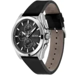 1513881-hugo-boss-watch-men-black-dial-leather-strap-quartz-battery-analog-chronograph-grandmaster