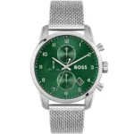 1513938-hugo-boss-watch-men-green-dial-metal-stainless-silver-mesh-strap-quartz-battery-analog-chronograph-skymaster