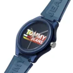 1720028-tommy-hilfiger-watch-jeans-unisex-black-dial-rubber-blue-strap-quartz-battery-analog-three-hand-berlin