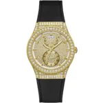 gw0439l2-guess-watch-women-crystals-gold-dial-rubber-black-strap-quartz-battery-analog-three-hand-princess