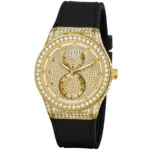 gw0439l2-guess-watch-women-crystals-gold-dial-rubber-black-strap-quartz-battery-analog-three-hand-princess