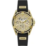 ساعة جيس للنساء GW0536L3 1 gw0536l3-guess-watch-women-gold-dial-rubber-black-strap-quartz-battery-analog-crystals-queen