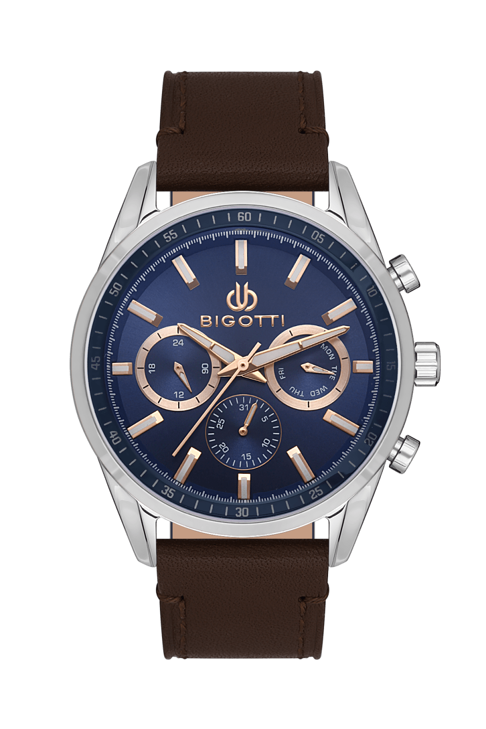 BIGOTTI MILANO MENS LEATHER STRAP WATCH- BG.1 BIGOTTI MILANO MENS LEATHER STRAP WATCH- BG.1.10490-3