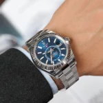336934-0005-rolex-watch-sky-dweller-oyster-perpetual-superlative-chronometer-officially-certified-men-blue-dial-metal-silver-strap-automatic-analog-sweeping-hands