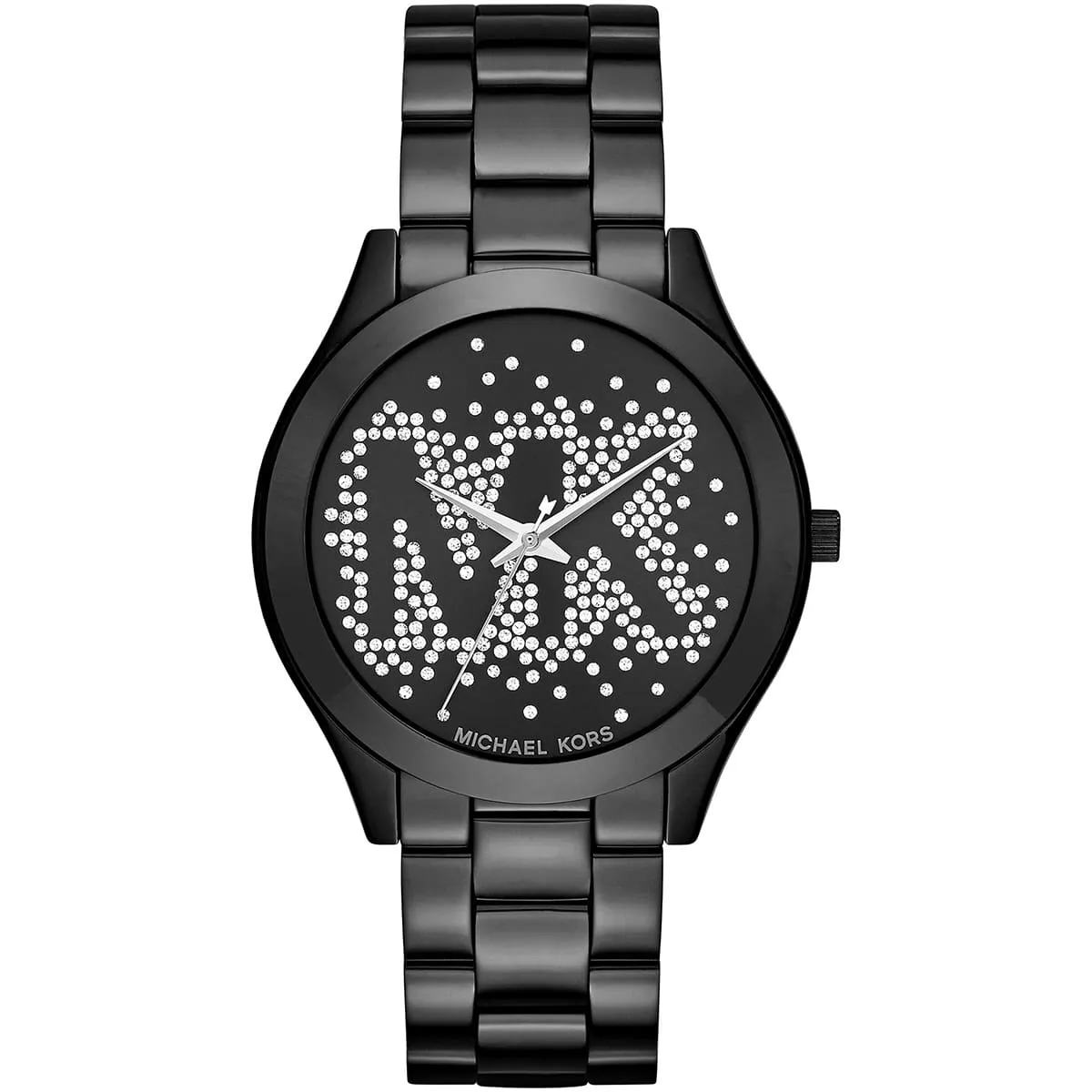 mk3589-michael-kors-watch-women-mk-logo-crystals-black-dial-metal-stainless-steel-strap-quartz-battery-analog-three-hand-runway-slim mk3589 michael kors watch women mk logo crystals black dial metal stainless steel strap quartz battery analog three hand runway slim