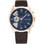 Tommy Hilfiger men's watch 1710645 1 1710645-tommy-hilfiger-watch-men-blue-dial-leather-brown-strap-quartz-analog-baker