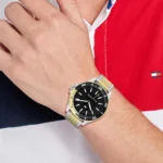 1792013-tommy-hilfiger-watch-men-black-dial-metal-stainless-steel-silver-gold-strap-quartz-battery-analog-three-hand-logan