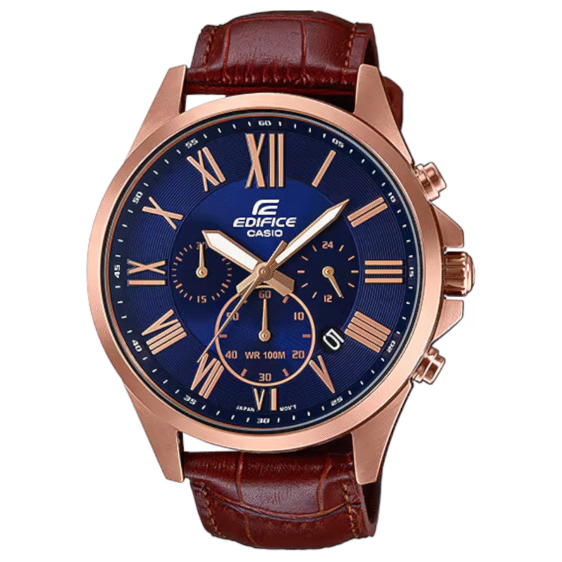 ساعة كاسيو جلد بني اديفيس رجالي EFV-500GL-2AV