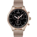 1513548-hugo-boss-watch-men-black-dial-metal-stainless-rose-gold-mesh-strap-quartz-battery-analog-chronograph-companion – Copy
