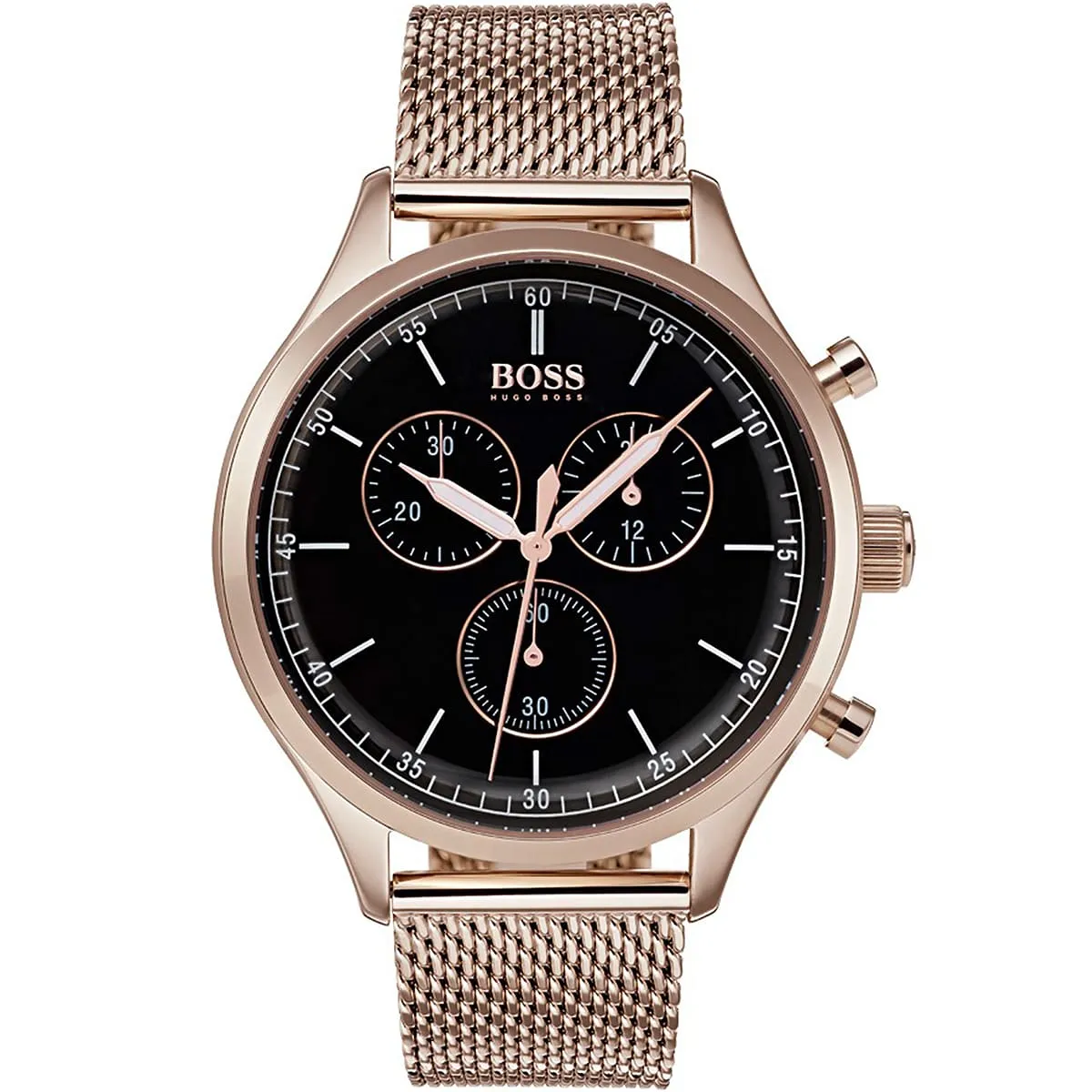 1513548-hugo-boss-watch-men-black-dial-metal-stainless-rose-gold-mesh-strap-quartz-battery-analog-chronograph-companion