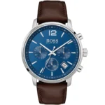 ساعة هوجو بوس للرجال 1513606 1 1513606-hugo-boss-watch-men-blue-dial-leather-brown-strap-quartz-battery-analog-chronograph-attitude