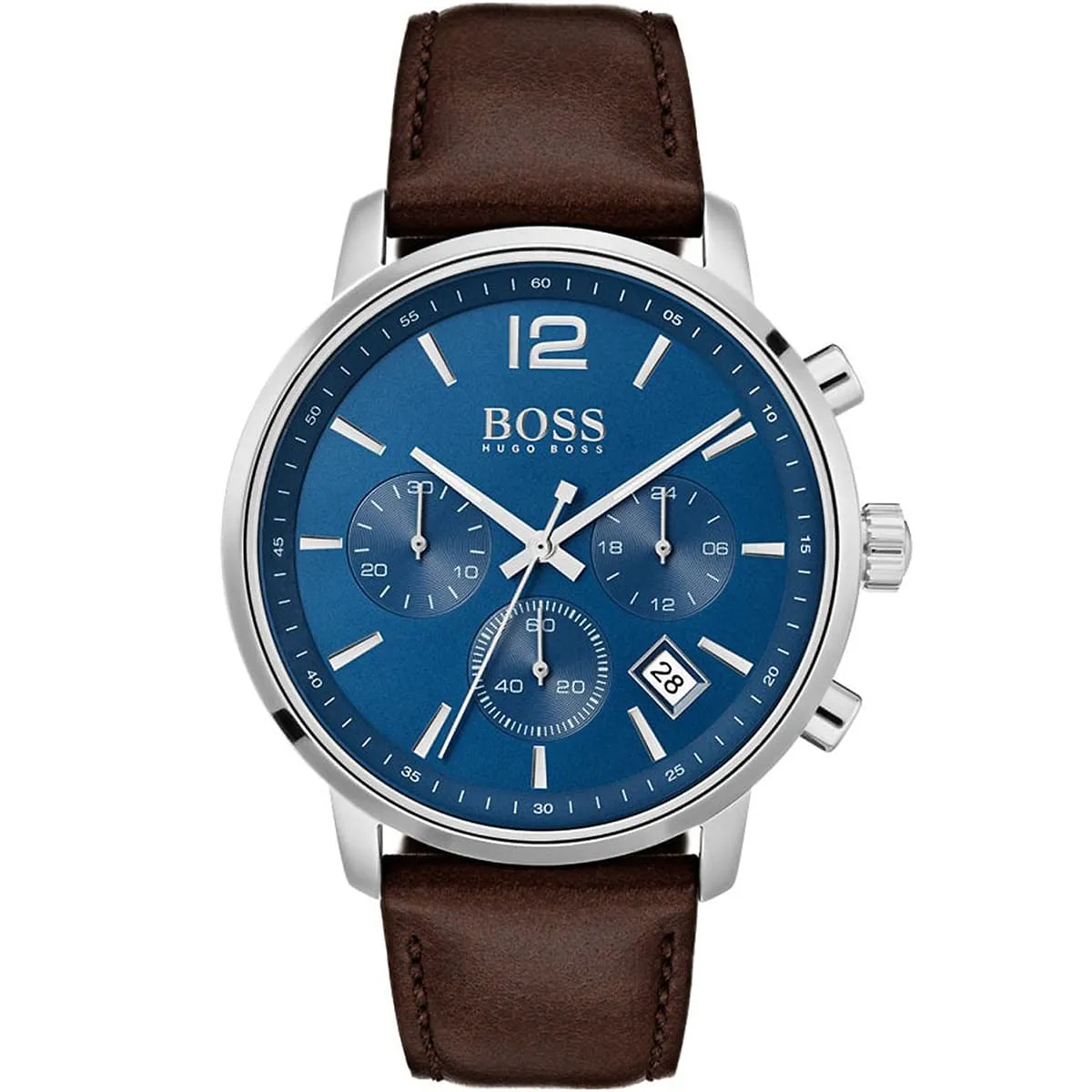1513606-hugo-boss-watch-men-blue-dial-leather-brown-strap-quartz-battery-analog-chronograph-attitude 1513606 hugo boss watch men blue dial leather brown strap quartz battery analog chronograph attitude