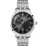 ساعة هوجو بوس للرجال 1513614 1 1513614-hugo-boss-watch-men-black-dial-metal-stainless-silver-strap-quartz-battery-analog-three-hand-officer
