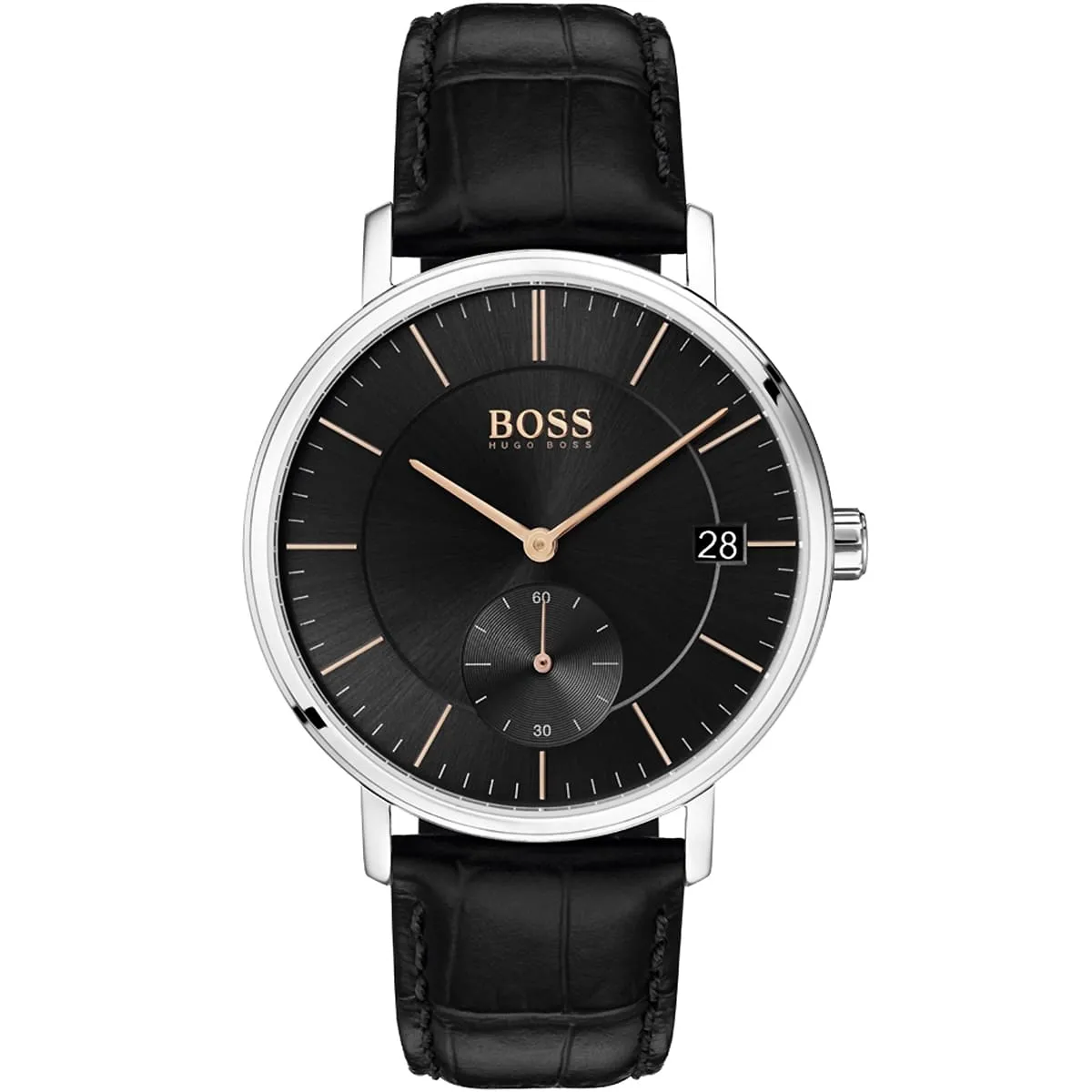1513638-hugo-boss-watch-men-black-dial-leather-strap-quartz-battery-analog-three-hand-corporal 1513638 hugo boss watch men black dial leather strap quartz battery analog three hand corporal