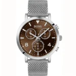 ساعة هوجو بوس للرجال 1513694 1 1513694-hugo-boss-watch-chronograph-men-brown-dial-metal-stainless-silver-mesh-strap-quartz-battery-analog-spirit
