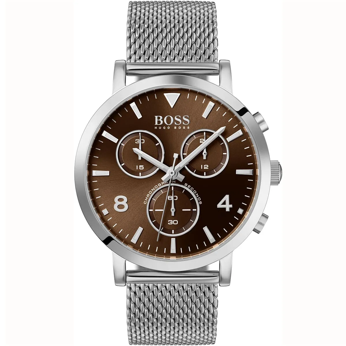 1513694-hugo-boss-watch-chronograph-men-brown-dial-metal-stainless-silver-mesh-strap-quartz-battery-analog-spirit 1513694 hugo boss watch chronograph men brown dial metal stainless silver mesh strap quartz battery analog spirit