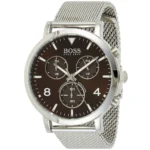 1513694-hugo-boss-watch-chronograph-men-brown-dial-metal-stainless-silver-mesh-strap-quartz-battery-analog-spirit