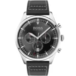 ساعة هوجو بوس للرجال 1513708 1 1513708-hugo-boss-watch-men-black-dial-leather-strap-quartz-battery-analog-chronograph-pioneer