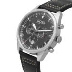 1513708-hugo-boss-watch-men-black-dial-leather-strap-quartz-battery-analog-chronograph-pioneer