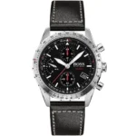 ساعة هوجو بوس للرجال 1513770 1 1513770-hugo-boss-watch-aero-men-black-dial-leather-strap-quartz-battery-analog-chronograph