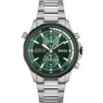 ساعة هوجو بوس للرجال 1513930 1 1513930-hugo-boss-watch-10bar-water-resistant-men-green-black-dial-metal-stainless-silver-strap-quartz-battery-analog-chronograph-globetrotter – Copy