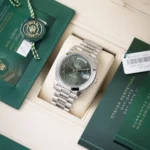 228206-0048-rolex-watch-oyster-perpetual-superlative-chronometer-officially-certified-men-arabic-numerals-green-dial-metal-silver-strap-automatic-analog-day-date