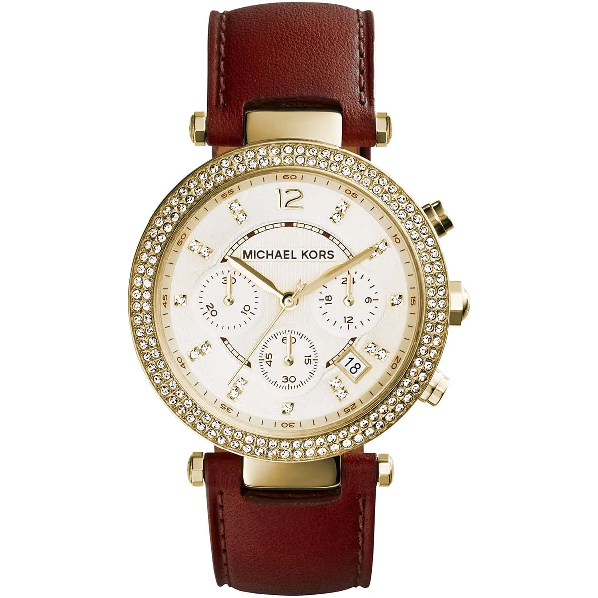 mk2249-michael-kors-watch-women-crystals-gold-dial-leather-brown-strap-quartz-battery-analog-chronograph-parker mk2249 michael kors watch women crystals gold dial leather brown strap quartz battery analog chronograph parker