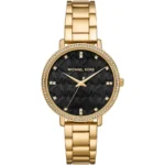 ساعة مايكل كورس للنساء MK4593 1 mk4593-michael-kors-watch-women-mk-logo-black-dial-metal-stainless-steel-gold-strap-quartz-battery-analog-three-hand-pyper