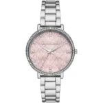 ساعة مايكل كورس للنساء MK4631 1 mk4631-michael-kors-watch-women-mk-logo-pink-dial-metal-stainless-steel-silver-strap-quartz-battery-analog-three-hand-pyper