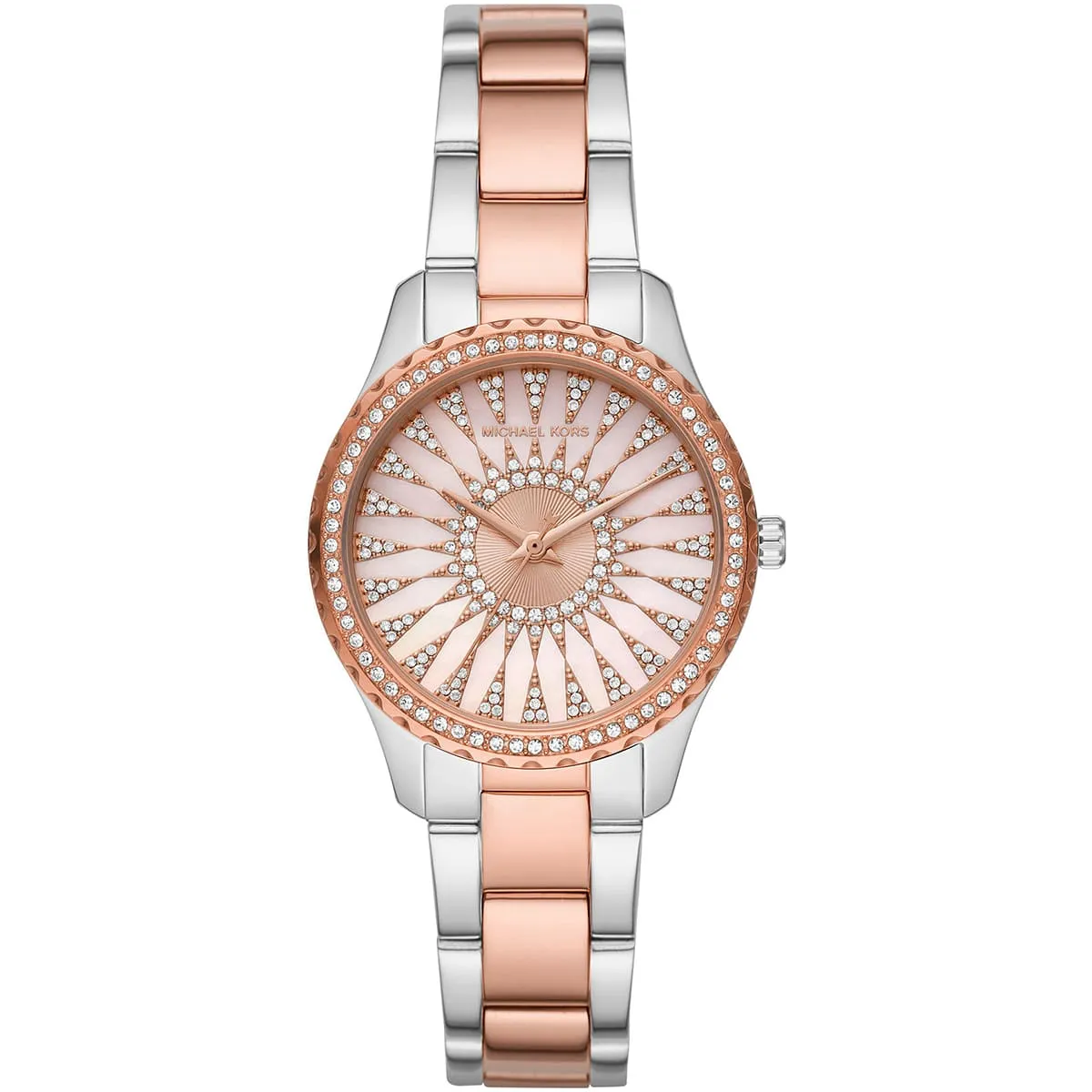 mk6894-michael-kors-watch-women-crystals-pink-dial-metal-stainless-steel-silver-rose-gold-two-tone-strap-quartz-battery-analog-three-hand-layton mk6894 michael kors watch women crystals pink dial metal stainless steel silver rose gold two tone strap quartz battery analog three hand layton