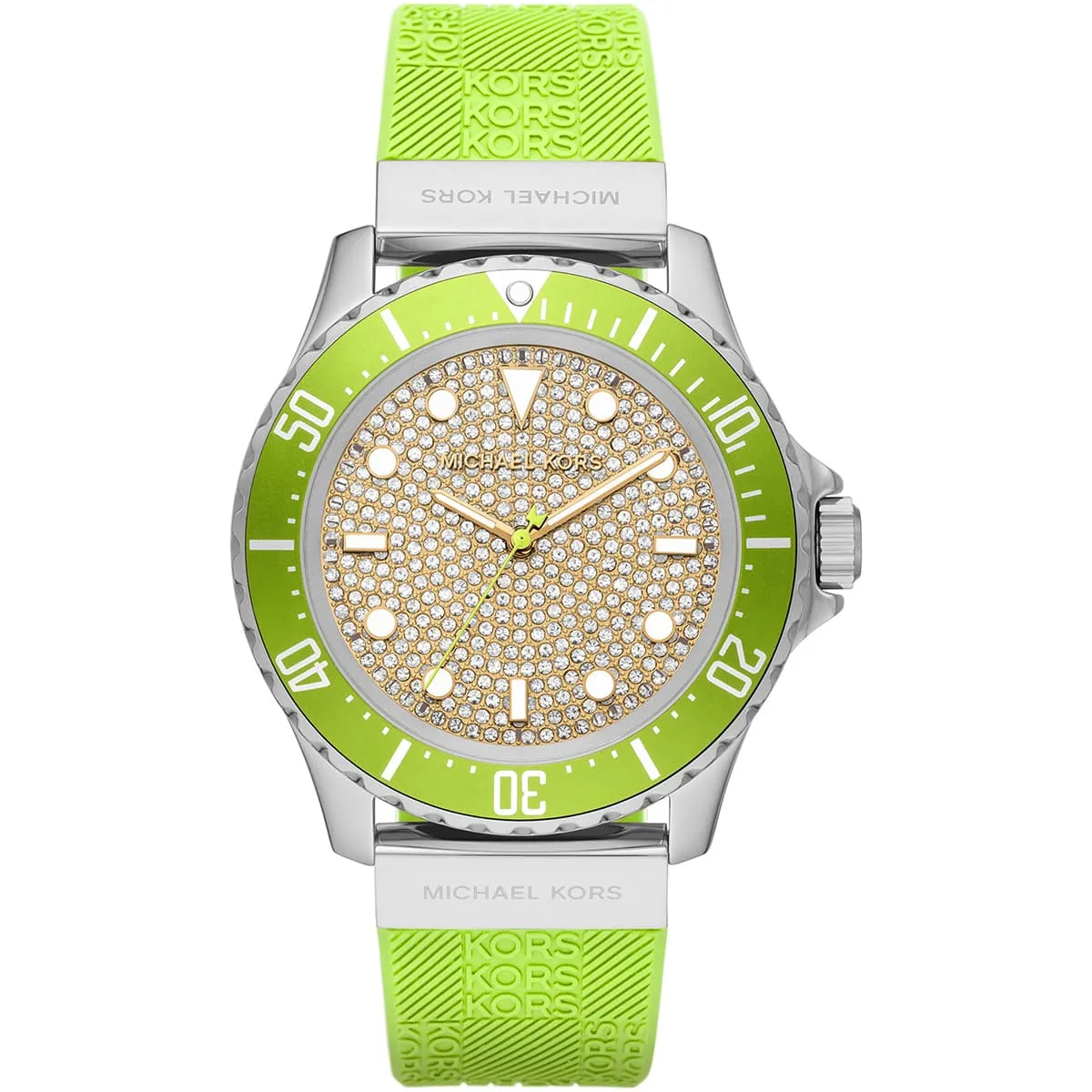 mk7360-michael-kors-watch-women-crystals-silver-dial-rubber-green-strap-quartz-battery-analog-three-hand-everest mk7360 michael kors watch women crystals silver dial rubber green strap quartz battery analog three hand everest